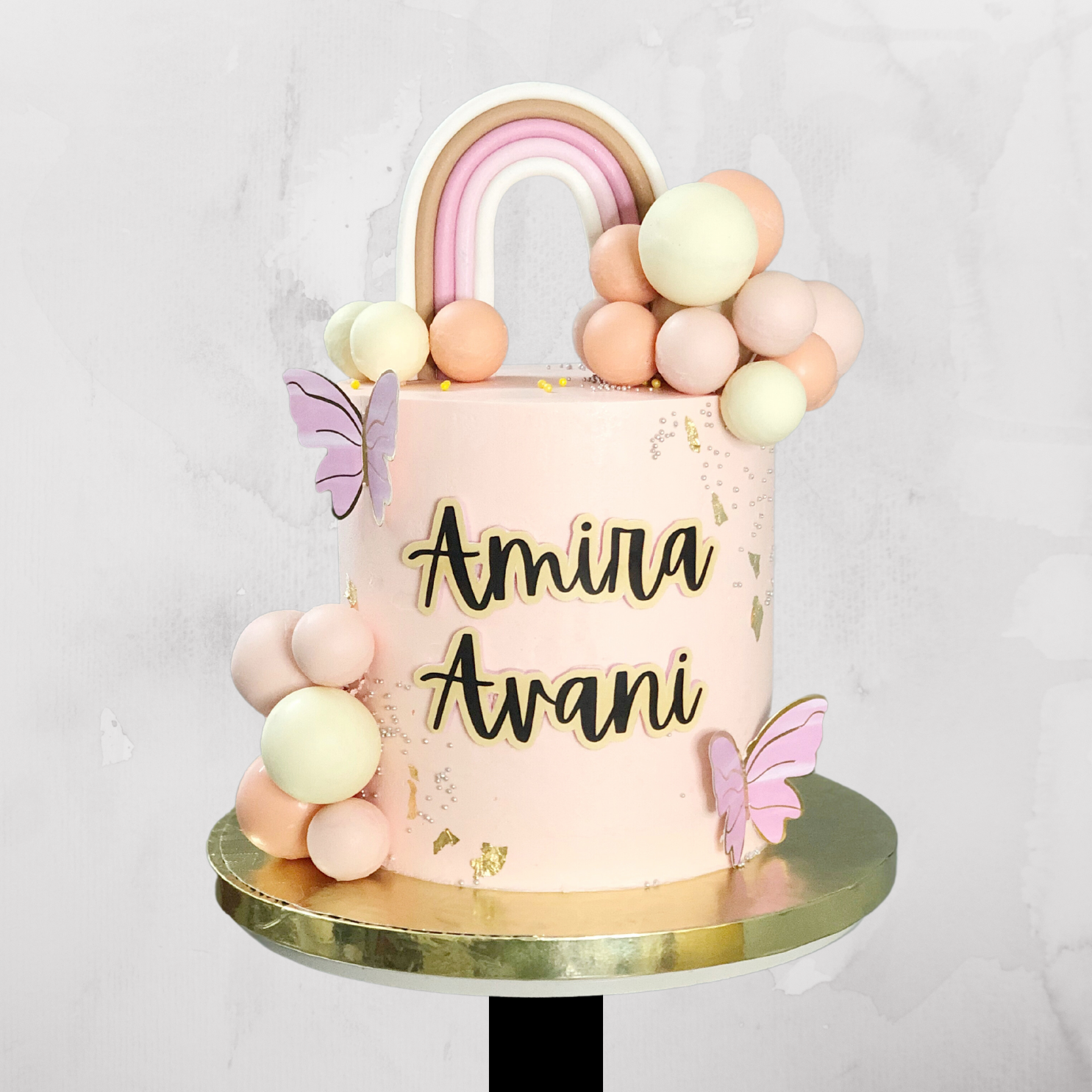 Pastel Butterfly Birthday Cake for Girls ? Rainbow Theme